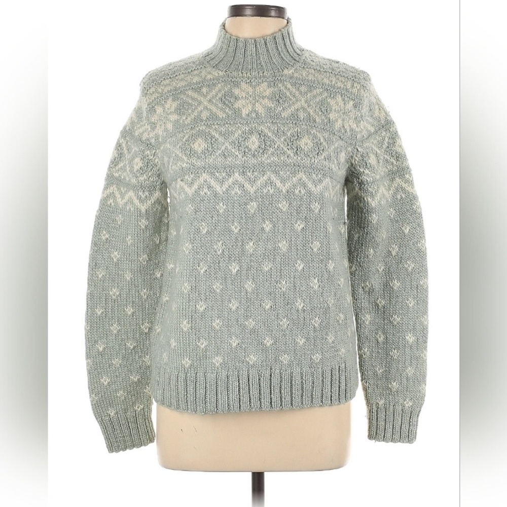 Lauren Ralph Lauren Fair Isle Sweater Women's L Wool Mohair Hand Knit Nordic